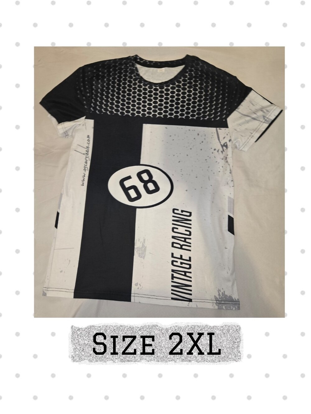 Vintage Racing Graphic Tee - Black & White Sz 2XL